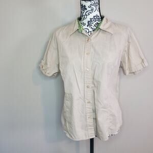 Mountain Lake XL womens cream colored button down short sleeve shirt